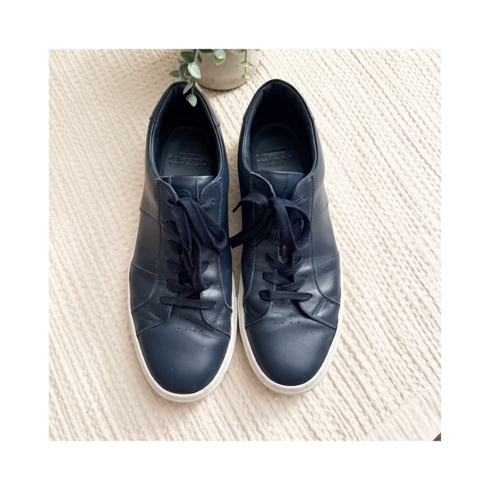GREATS BROOKLYN NAVY LEATHER  Sneaker Mens Navy Lace Up Italy 12.5 - Picture 2 of 7